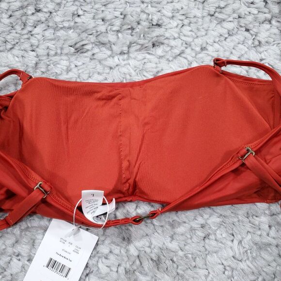 Andie Swim Bora Bora Bandeau Bikini Top Size Large Lined Padded Red Chili Pepper - Picture 4 of 6